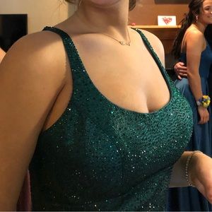 Beautiful prom dress, was a pageant style, altered to remove train- size 10.